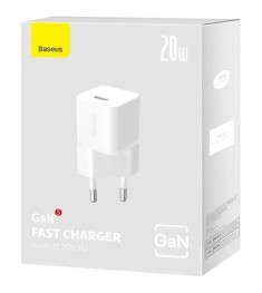 Baseus GaN5 20W Charger (1 Type-C) + Type-C to Type-C Cable (White) P10110900213..